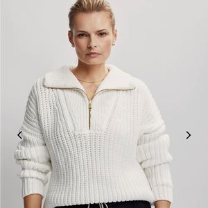 Varley white Natalia half zip sweater NWT